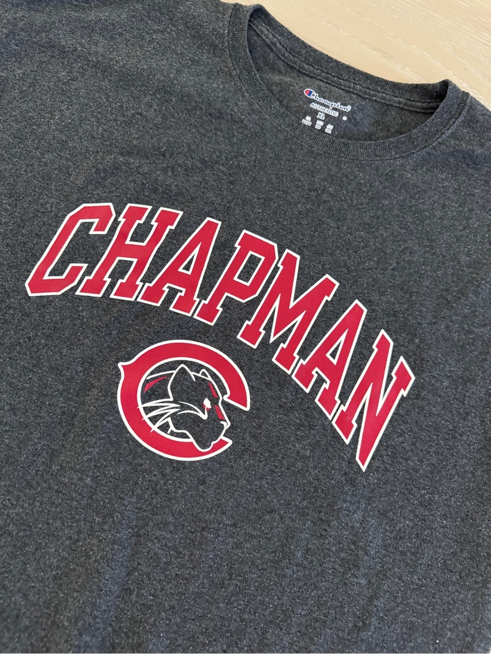 Champion Men's Chapman College Gray Graphic Crewneck T-Shirt